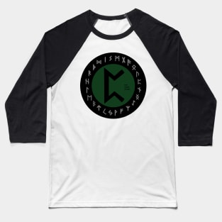 Green Perdhro Elder Futhark Rune Symbol Baseball T-Shirt